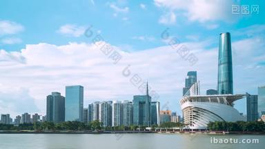 广州珠江新城左侧西塔天空流云延时固定延时摄影